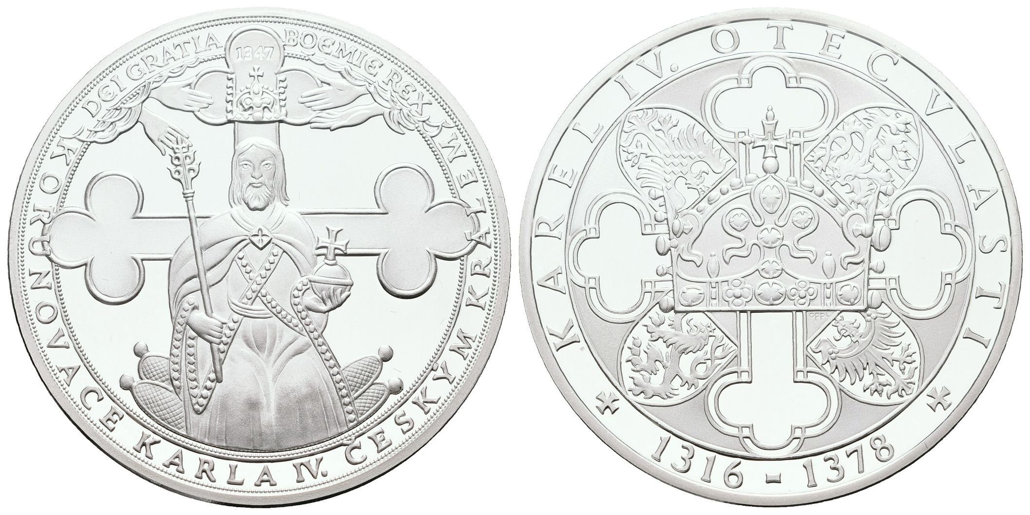 Stříbrná investiční medaile - Korunovace českým králem - Ag 24,5 g - 999/1000 + Certifikát
