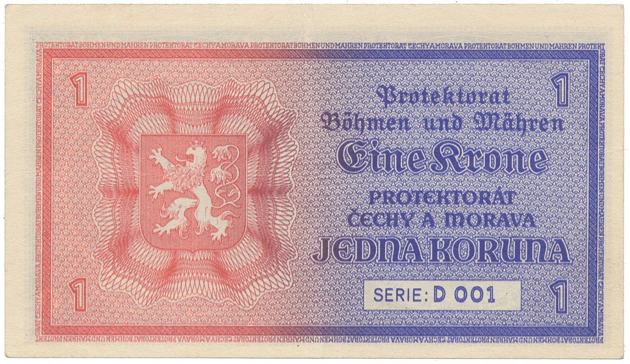 1 Koruna b.d. (1940), první série D001, Hej.30aD