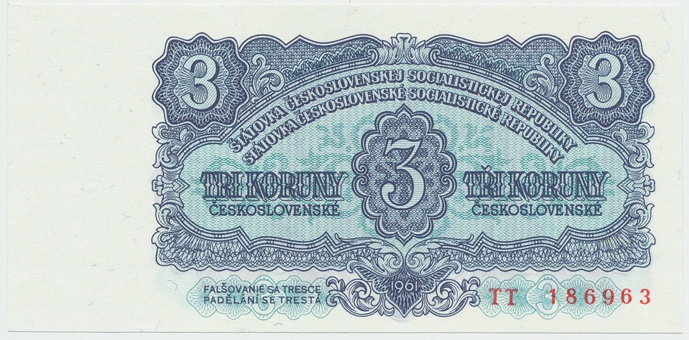 Československo, 3 Koruna 1961, série TT, Hej.98a