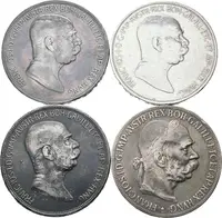 5 Koruna 1900, 5 Koruna 1908 - Jubilejní (3x), oběhové zachovalosti — 1