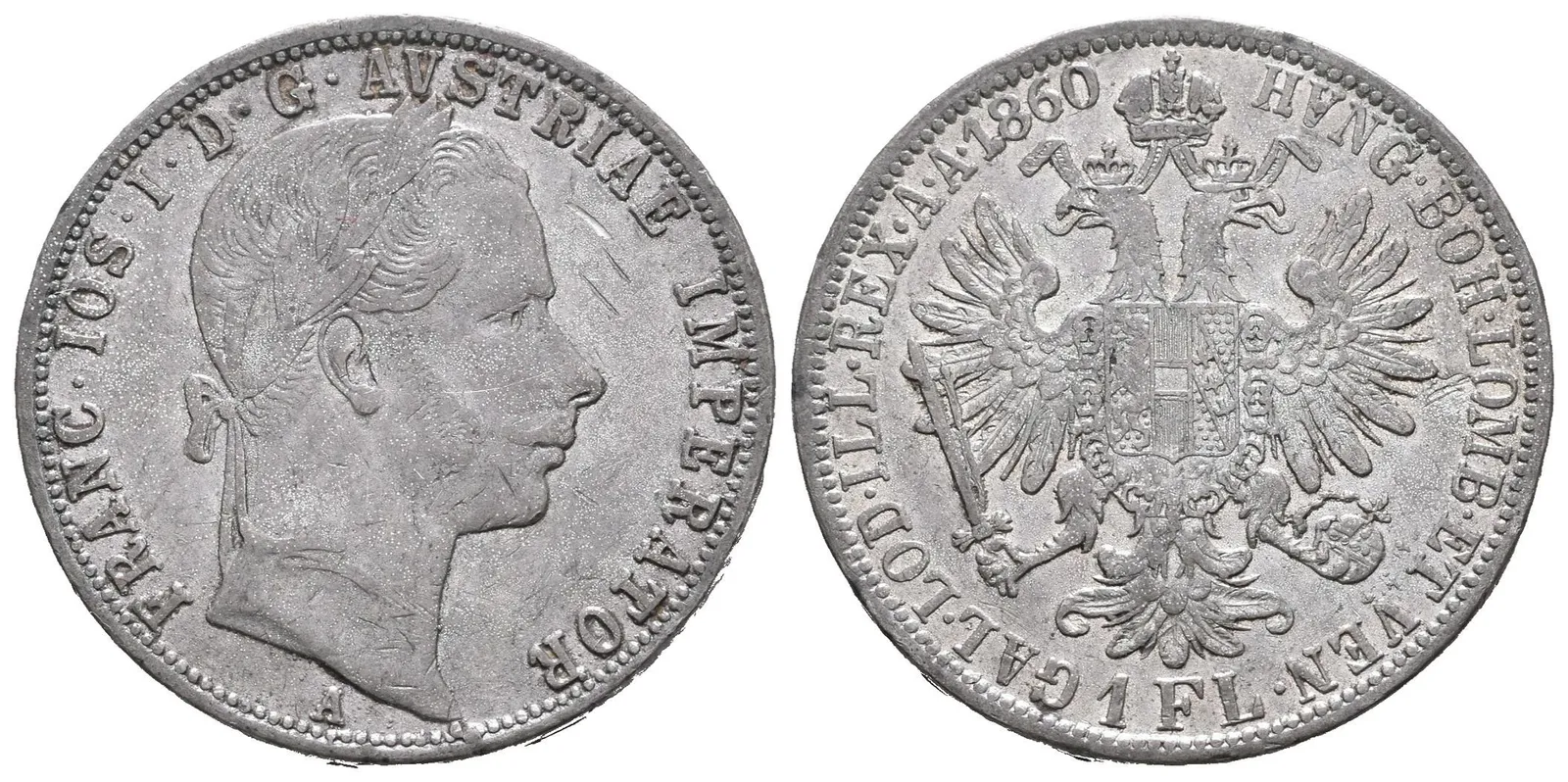 Zlatník 1860 A, dobové falsum ke škodě oběhu, slitina Ms 29 mm (9,66 g), — 1