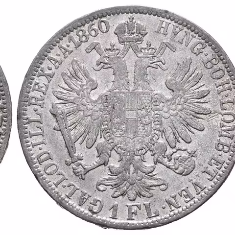 Zlatník 1860 A, dobové falsum ke škodě oběhu, slitina Ms 29 mm (9,66 g),