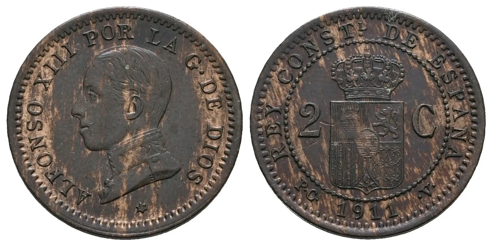 Španělsko, 2 Centimos 1911 PC-V