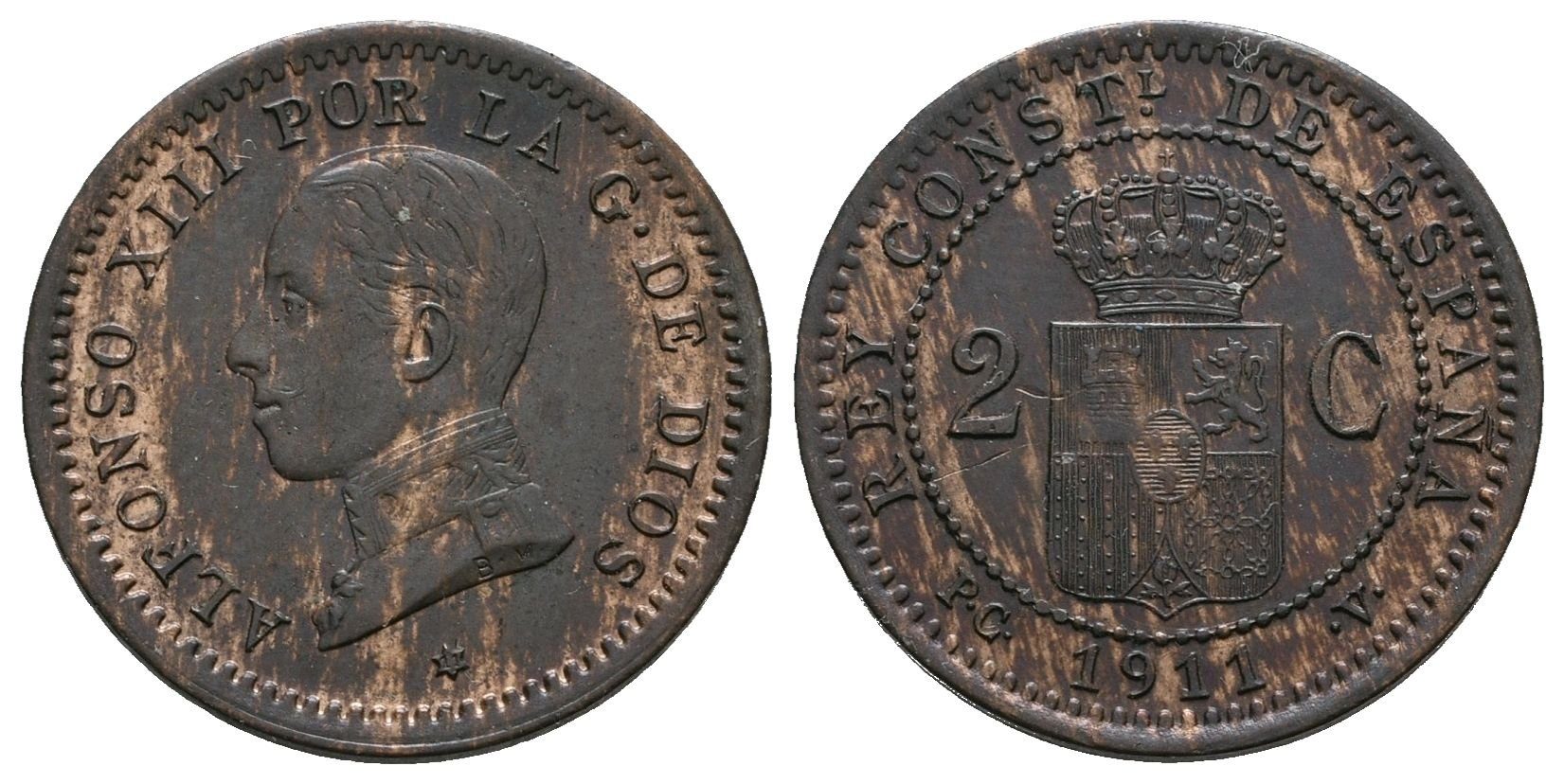 Španělsko, 2 Centimos 1911 PC-V