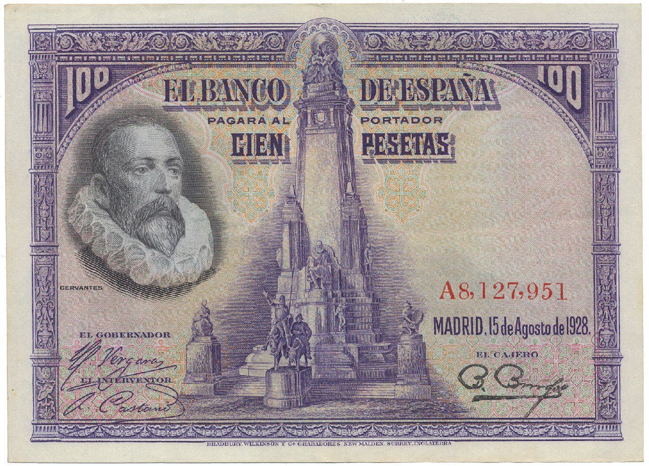 Španělsko, 100 Pesetas 1928, série A, P.76a