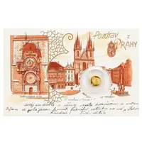 Zlatá mince Praha - dobová pohlednice - fotografie 6