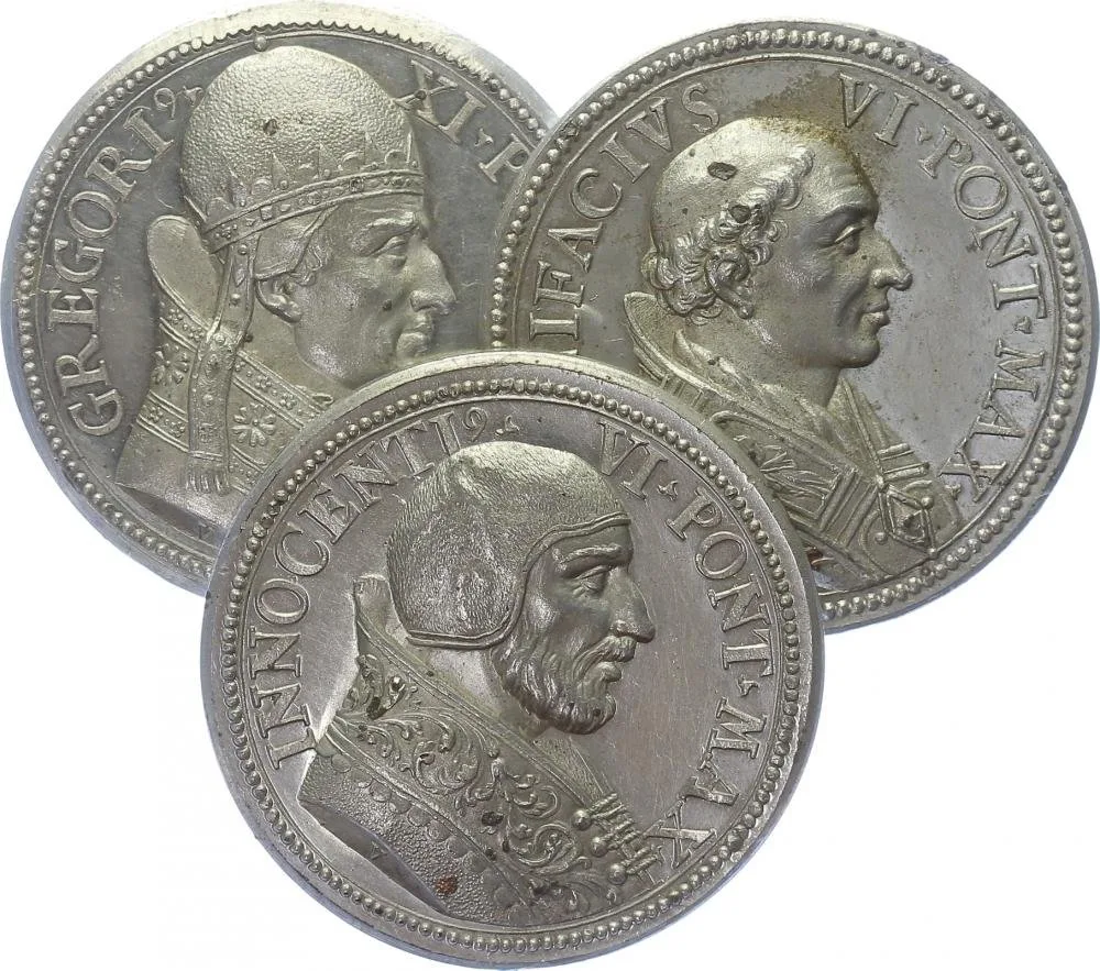 Vatikán - životopisné medaile, cca 18. století — 1
