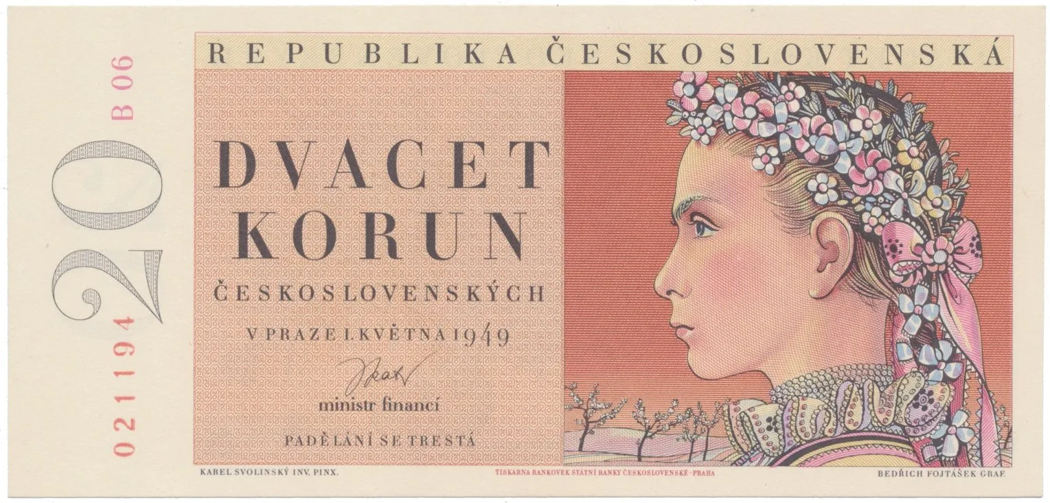 20 Koruna 1949, II. vydání, Hej.85a