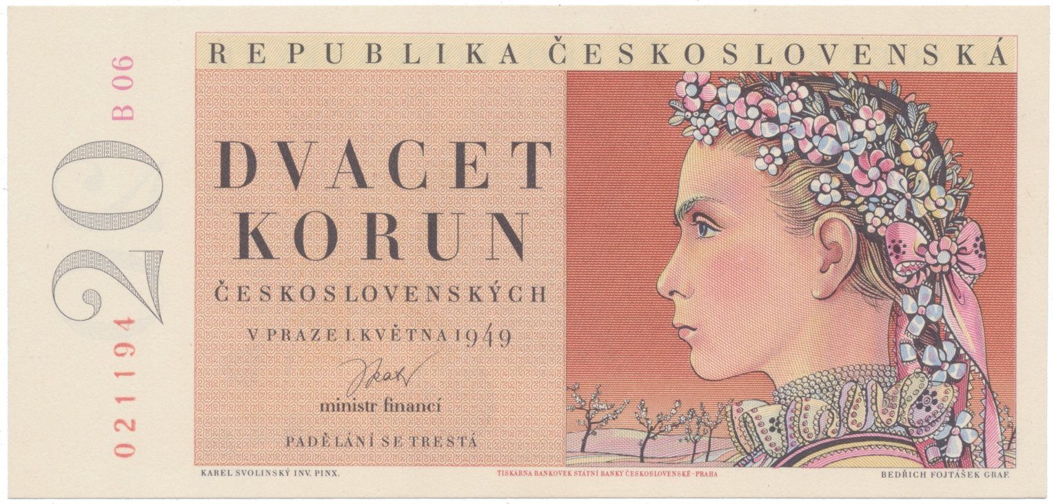 20 Koruna 1949, II. vydání, Hej.85a