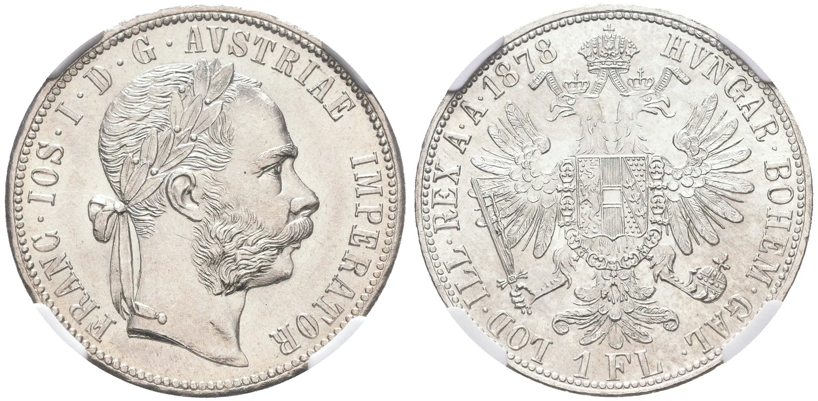 Zlatník 1878, certifikace NGC, hodnocení MS 63, nádherná zachovalost, ražební lesk — 1