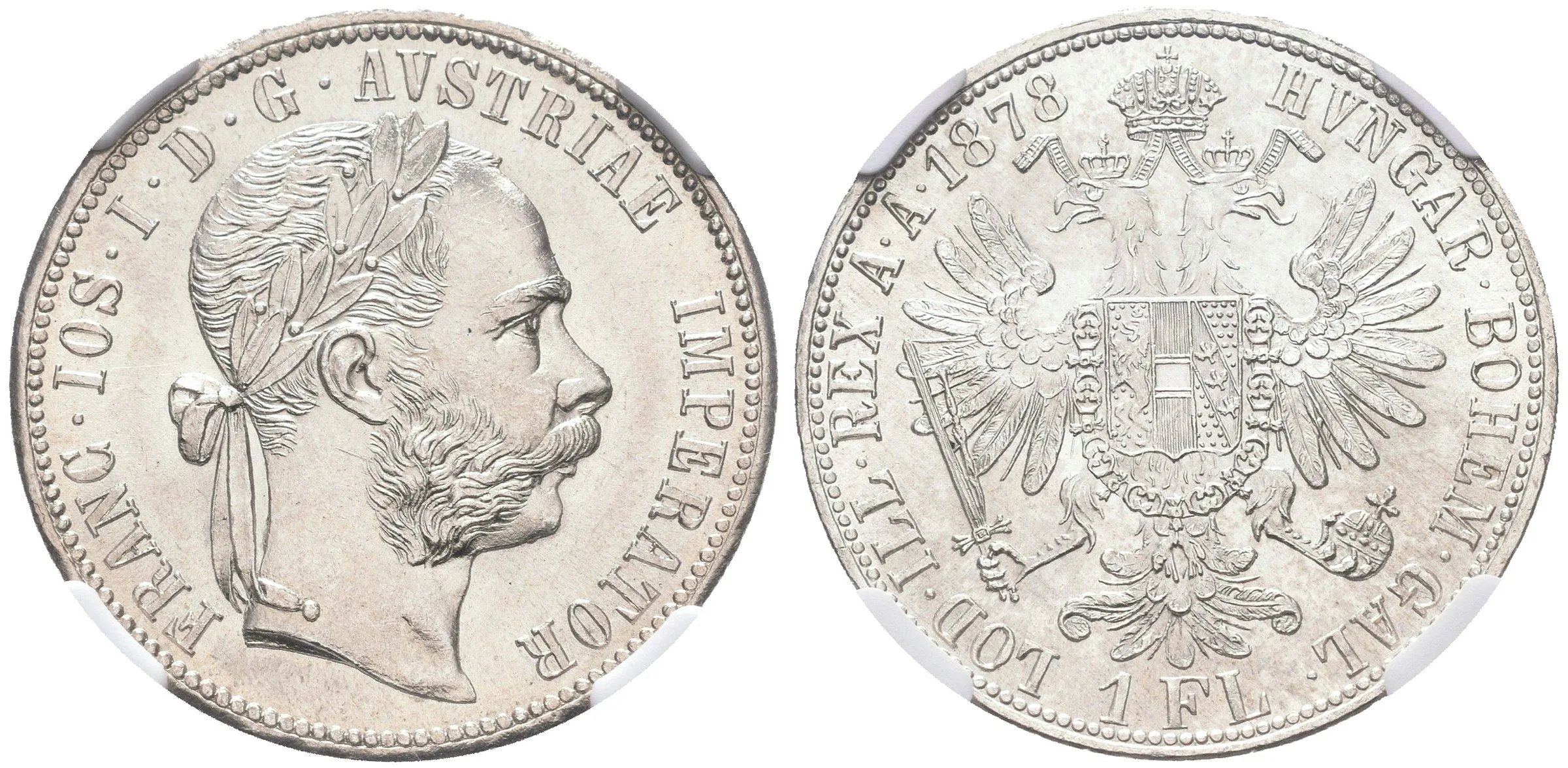 Zlatník 1878, certifikace NGC, hodnocení MS 63, nádherná zachovalost, ražební lesk — 1