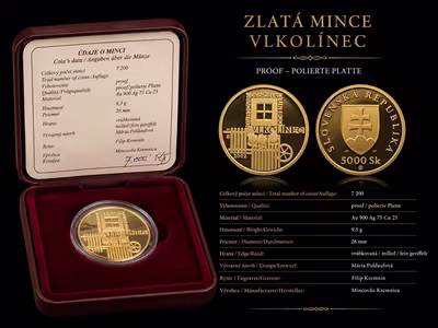 Zlatá mince Vlkolínec (Slovensko) - 5000 Sk (2002)