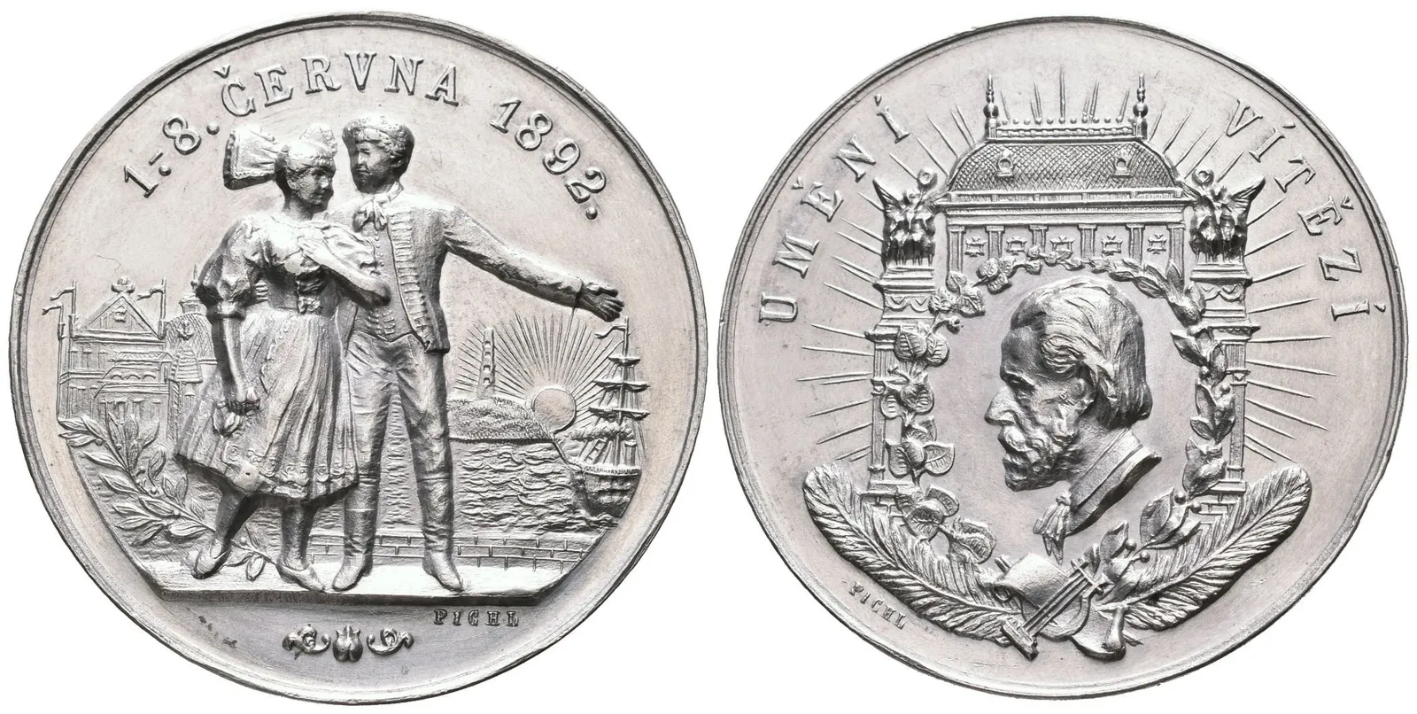 AE Medaile 1892 - K prvnímu provedení Prodané nevěsty ve Vídni. Hlava — 1