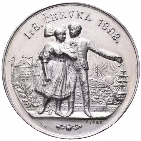 AE Medaile 1892 - K prvnímu provedení Prodané nevěsty ve Vídni. Hlava