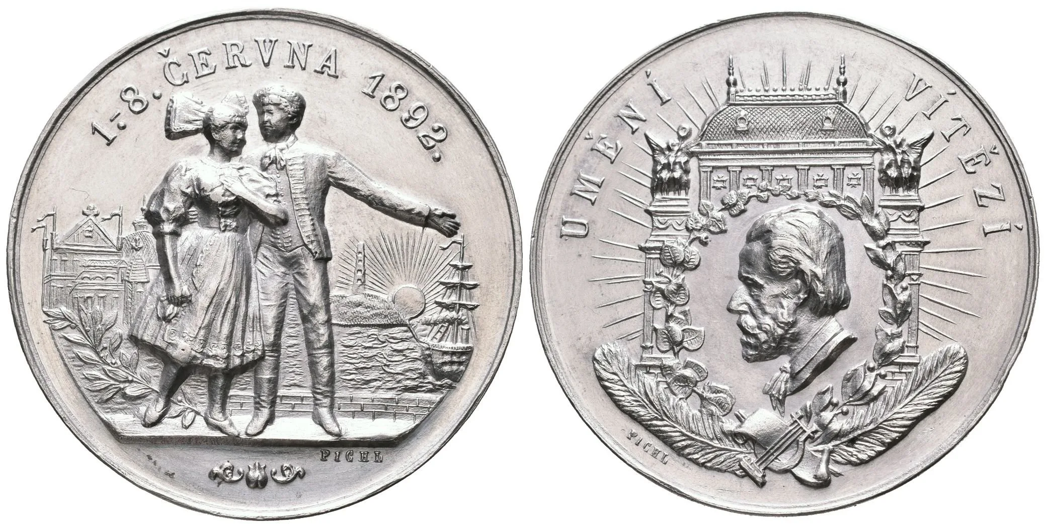 AE Medaile 1892 - K prvnímu provedení Prodané nevěsty ve Vídni. Hlava — 1