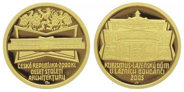 2000 Kč 2005 - Kubismus - Lázeňský dům v Lázních Bohdaneč, PROOF