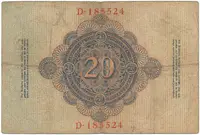 Německo, 20 Mark 1906, 6-místný číslovač, Ro.24a - fotografie 2