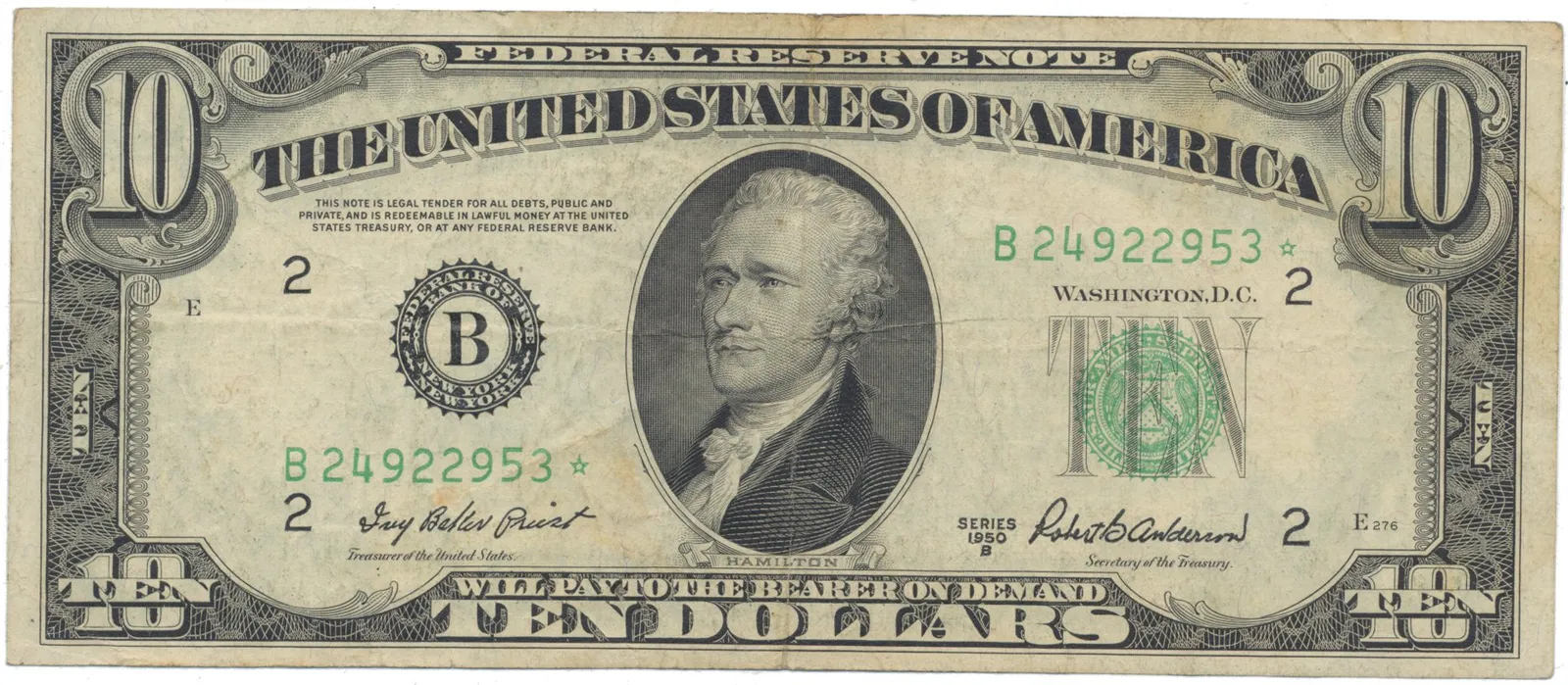 USA, 10 Dollars 1950B, náhradní série *, Pick.439br