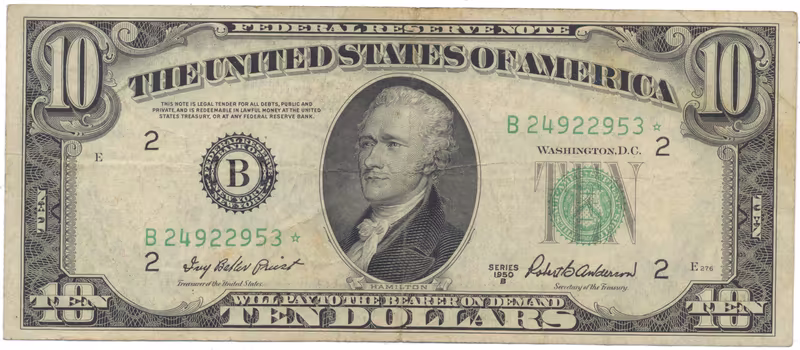 USA, 10 Dollars 1950B, náhradní série *, Pick.439br