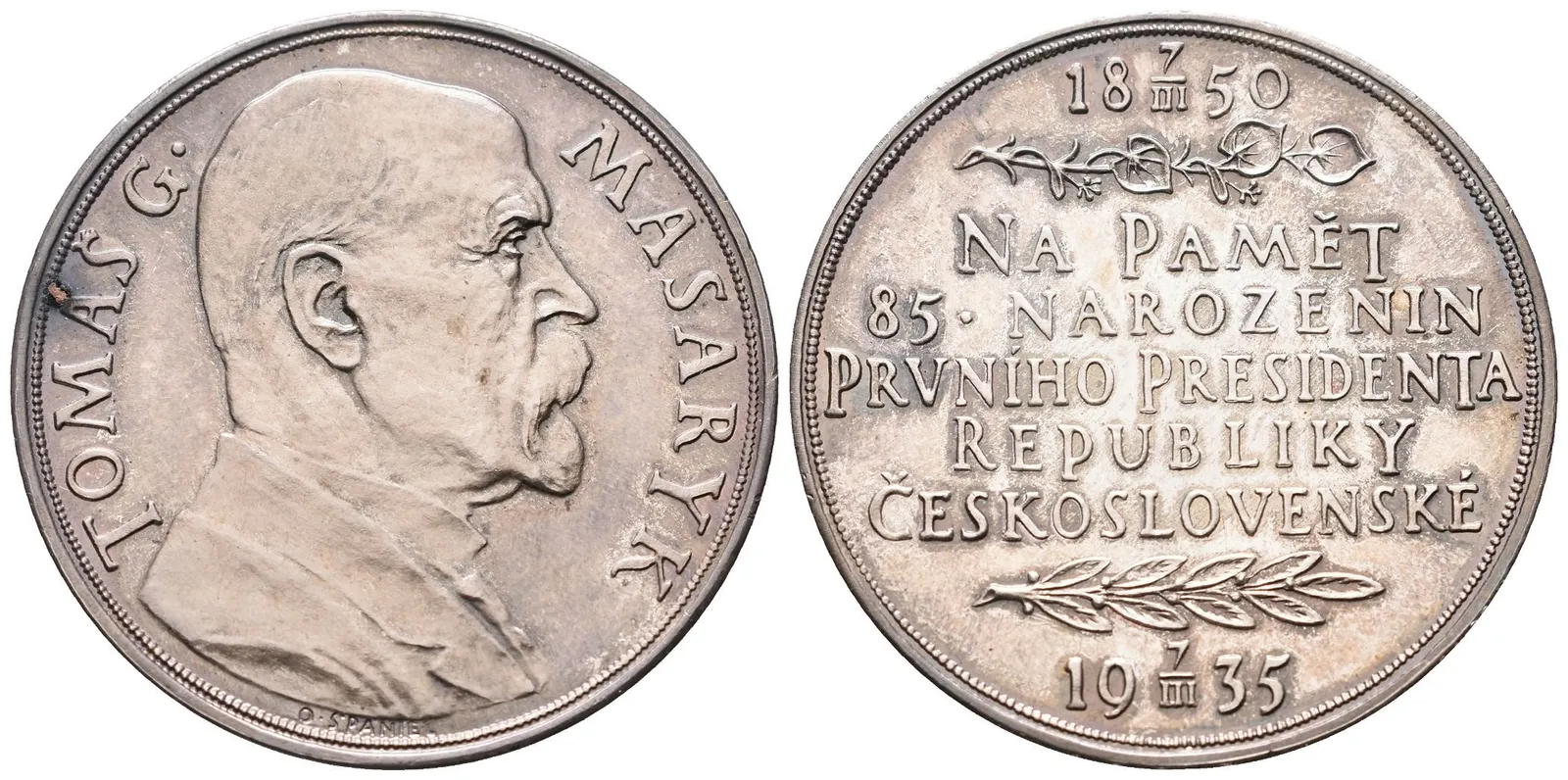 Španiel Otakar -  85. narozeniny TGM, 42 mm