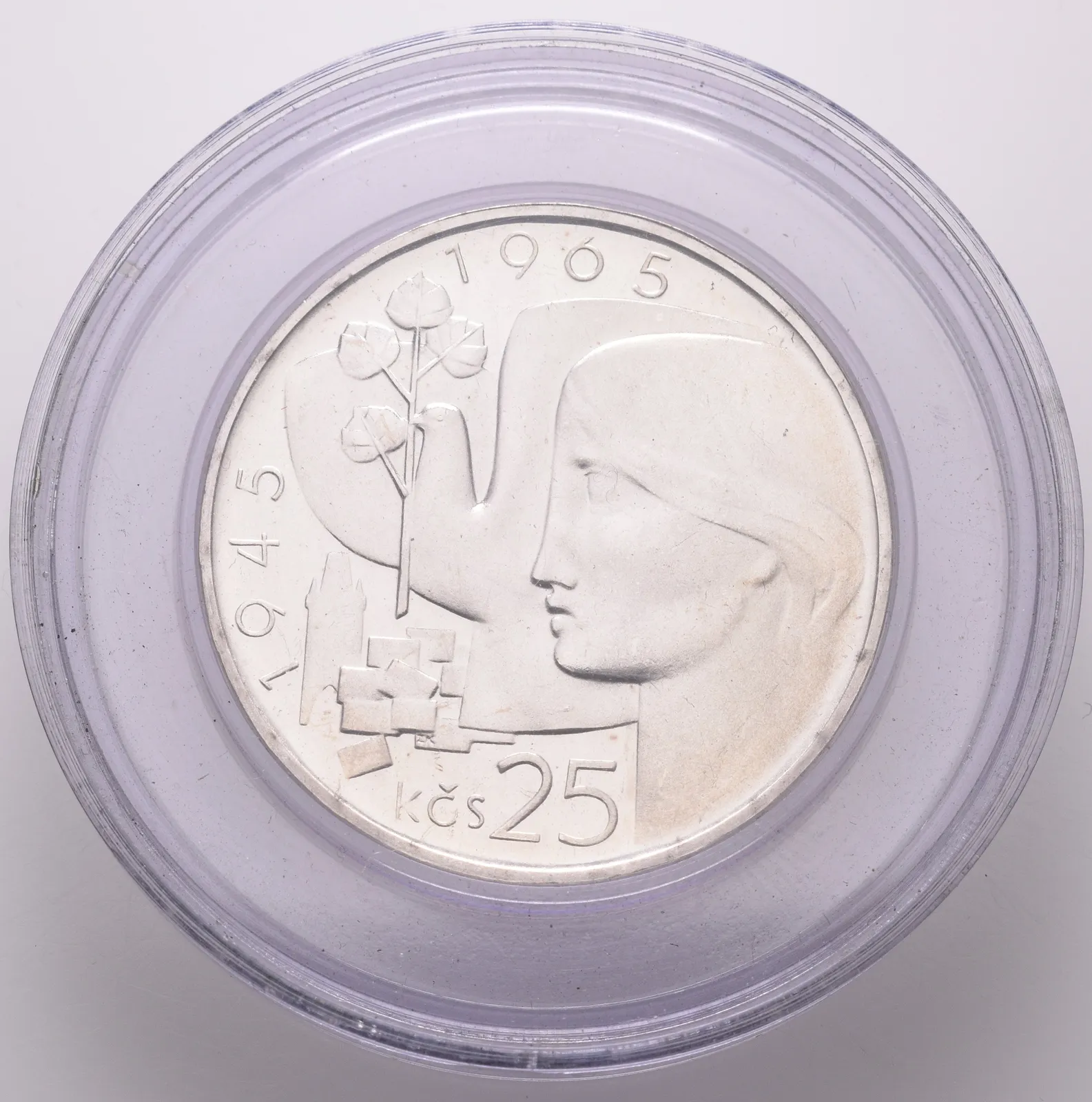 25 Kčs 1965 - 20. výročí osvobození Československa, PROOF, původní etue