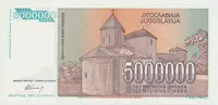 Jugoslávie, 5.000.000 Dinara 1993, anulát AA 0000000, P.132 - fotografie 2