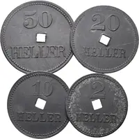 Braunau am Inn, 2, 10, 20 a 50 Haléř b.l., lot 4 ks