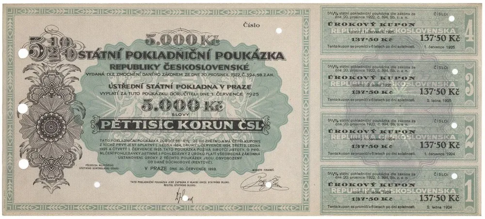 Státní pokladniční poukázky, 1919 - 1939 — 1