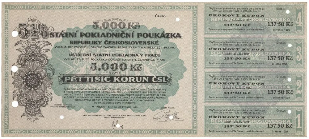 Státní pokladniční poukázky, 1919 - 1939 — 1