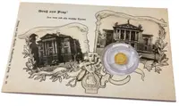 Zlatá mince Praha - dobová pohlednice - fotografie 3