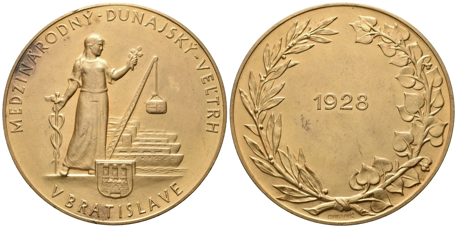 AE Medaile 1928 (Franta Anýž) - Mezinárodní Dunajský veletrh v Bratislavě. — 1