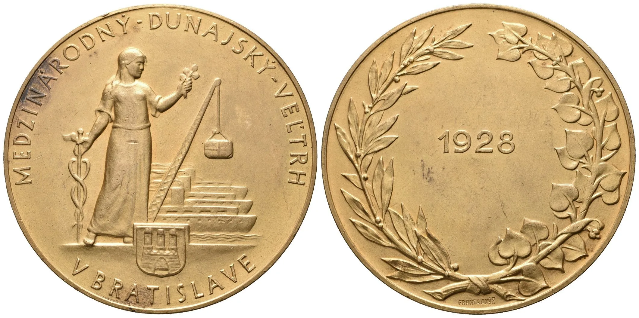 AE Medaile 1928 (Franta Anýž) - Mezinárodní Dunajský veletrh v Bratislavě. — 1