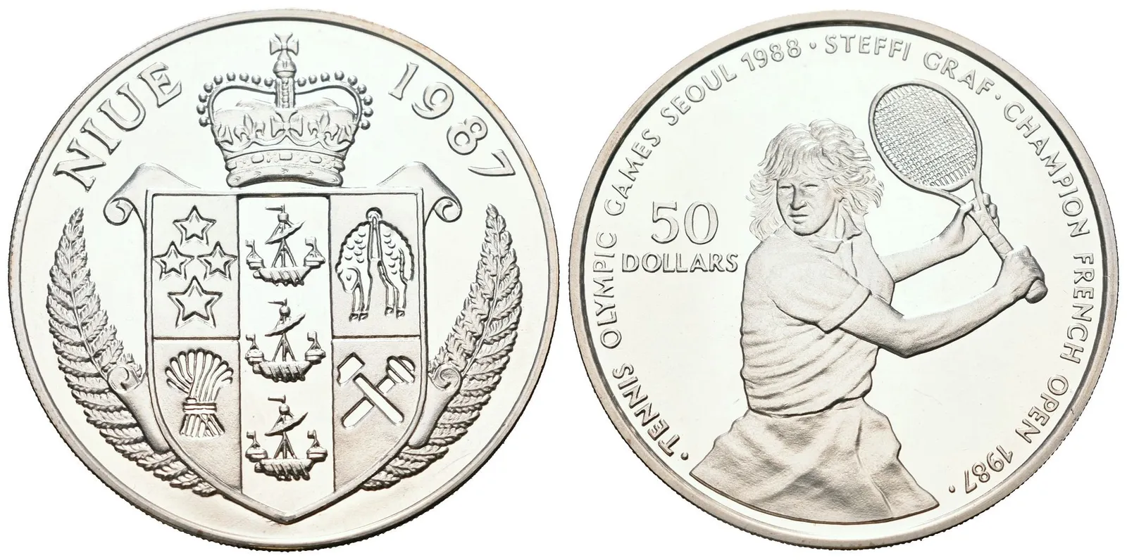 Niue, 50 Dollars 1987 - Steffi Graf (Olympijské hry v Soulu 1988)