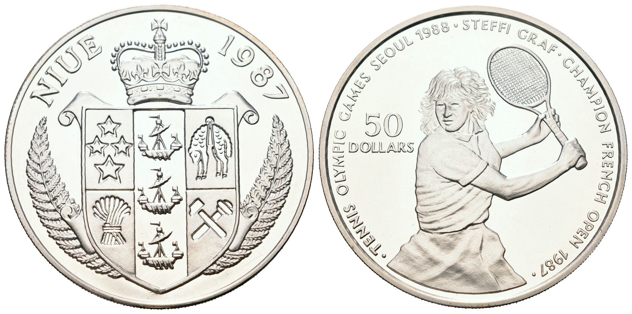 Niue, 50 Dollars 1987 - Steffi Graf (Olympijské hry v Soulu 1988)