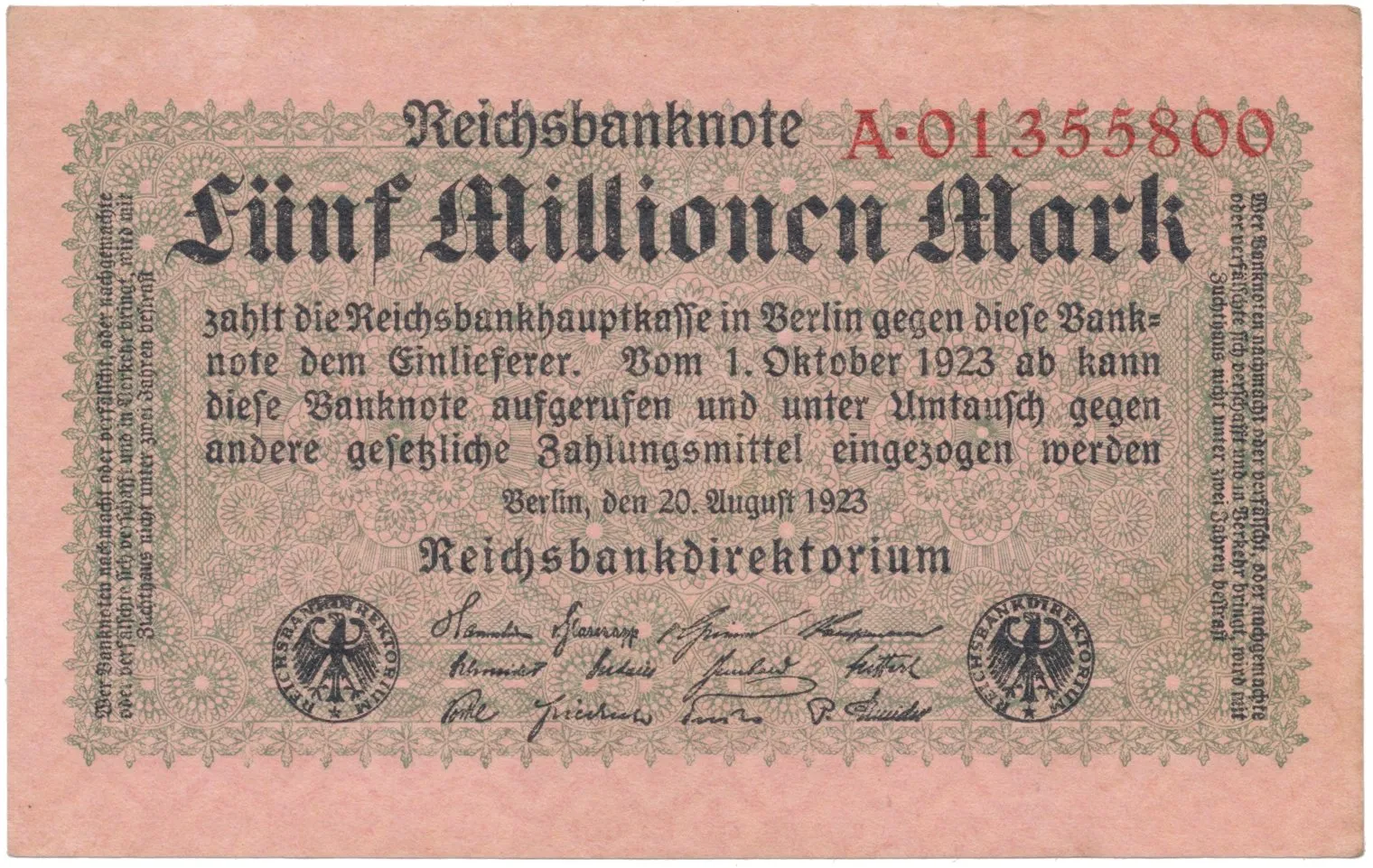 Německo, 5 Millionen Mark 1923, Ro.104a