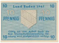Německo - francouzská okupační zóna, Baden, 10 Pfennig 1947, Ros.209d - fotografie 2