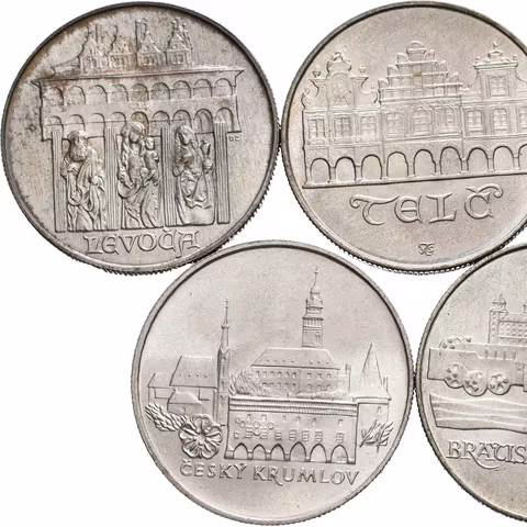 50 Kčs 1986 - Bratislava, Levoča, Praha, Telč a Český Krumlov,
