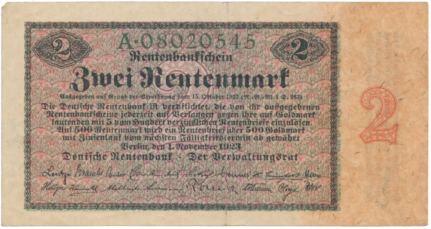 Německo, 2 Rentenmark 1923, Ros.155
