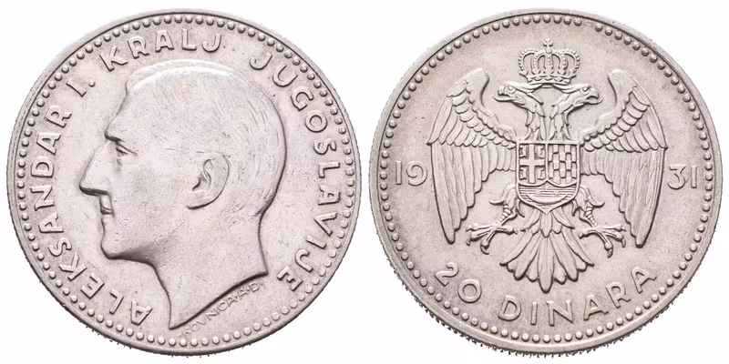 Jugoslávie, 20 Dinar 1931
