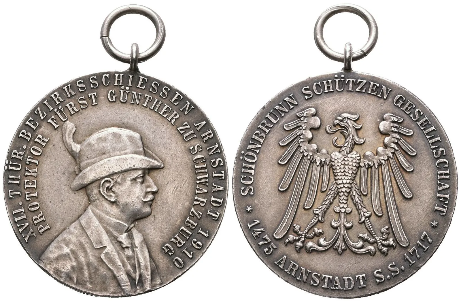 AR Medaile 1910 - XVII. Durynské okresní střelby v Arnstadt, — 1