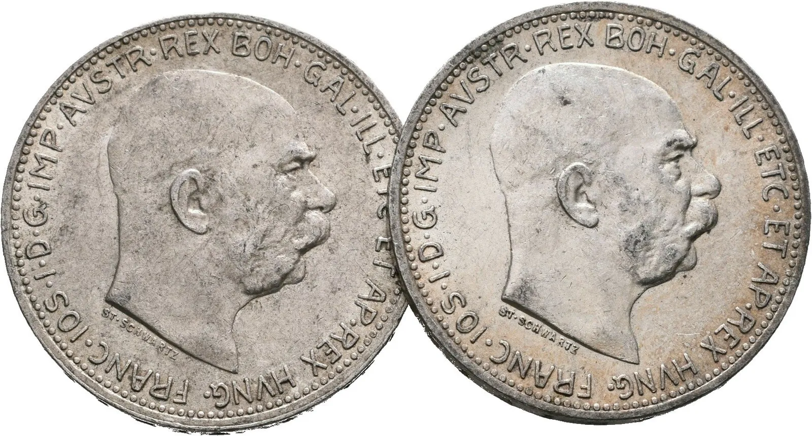 1 Koruna 1912 a 1913, lot 2 ks