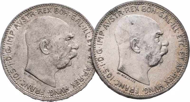 1 Koruna 1912 a 1913, lot 2 ks
