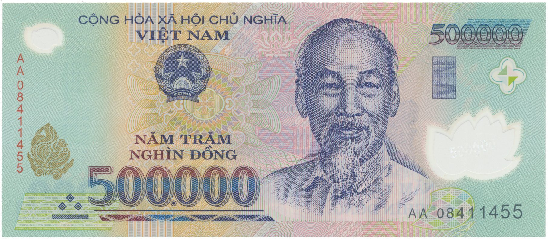 Vietnam, 500.000 Dong 2008, P.124e, plastová