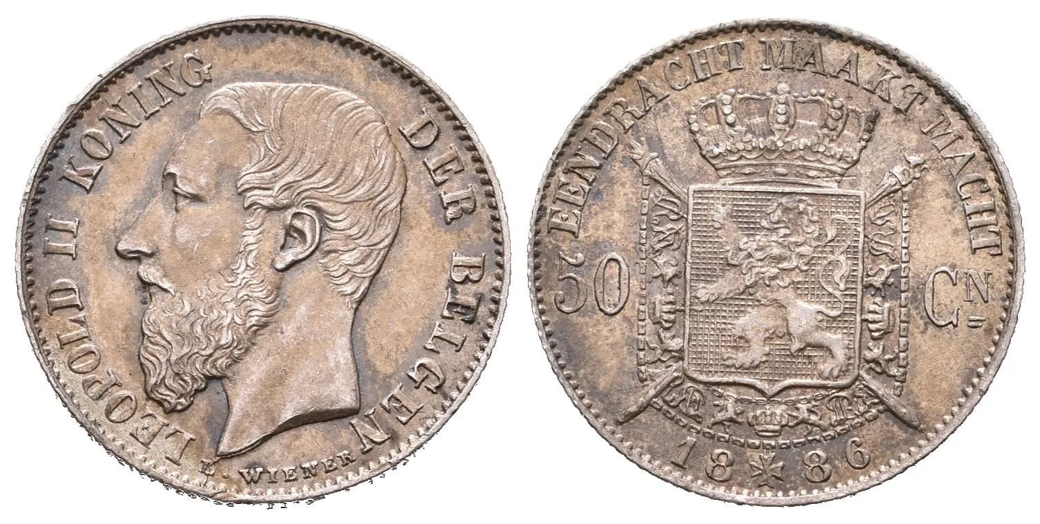 50 Centimes 1886, KM.27, krásná zachovalost a patina — 1