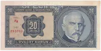 20 Koruna 1926, SPECIMEN z rubu, Hej.21c2.S2