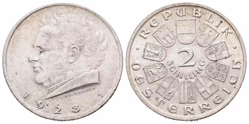 Rakousko, 2 Schilling 1928 - Schubert