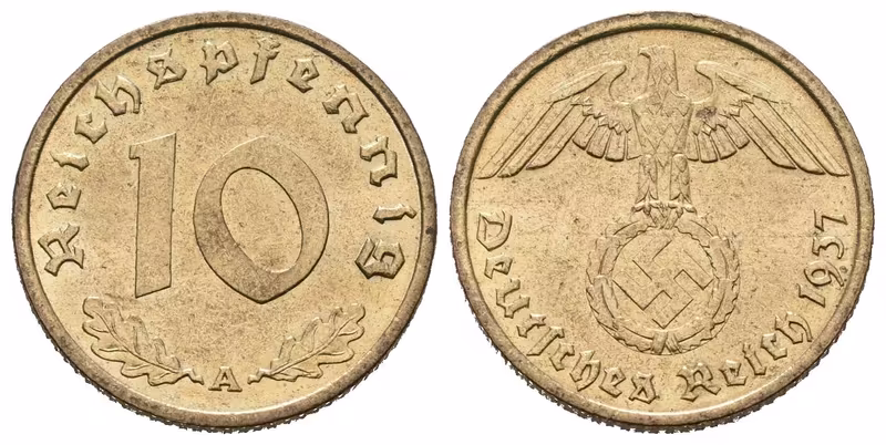 III. říše, 10 Pfennig 1937 A