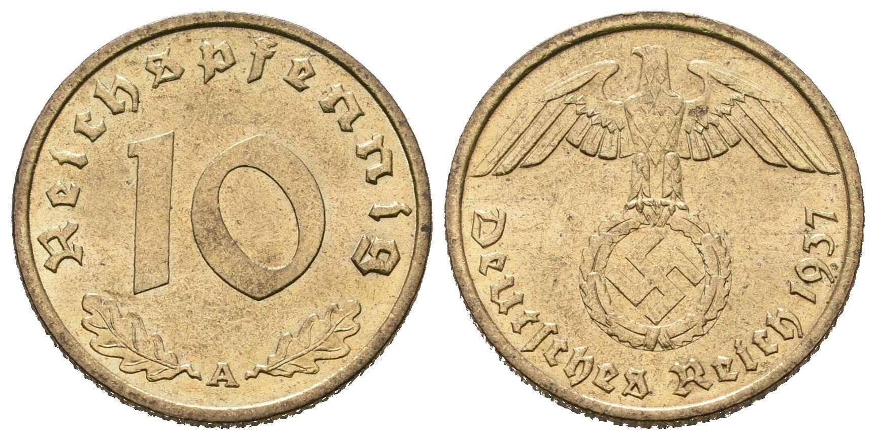 III. říše, 10 Pfennig 1937 A