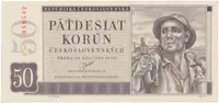 50 Koruna 1950, II. vydání, perforace 3 m.d., Hej.88aS1