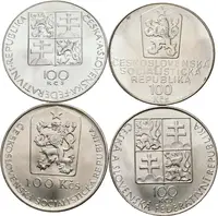 100 Kčs 1990 - Karel Čapek, Bohuslav Martinů, 1991 - A. Dvořák a W.A. Mozart, — 2